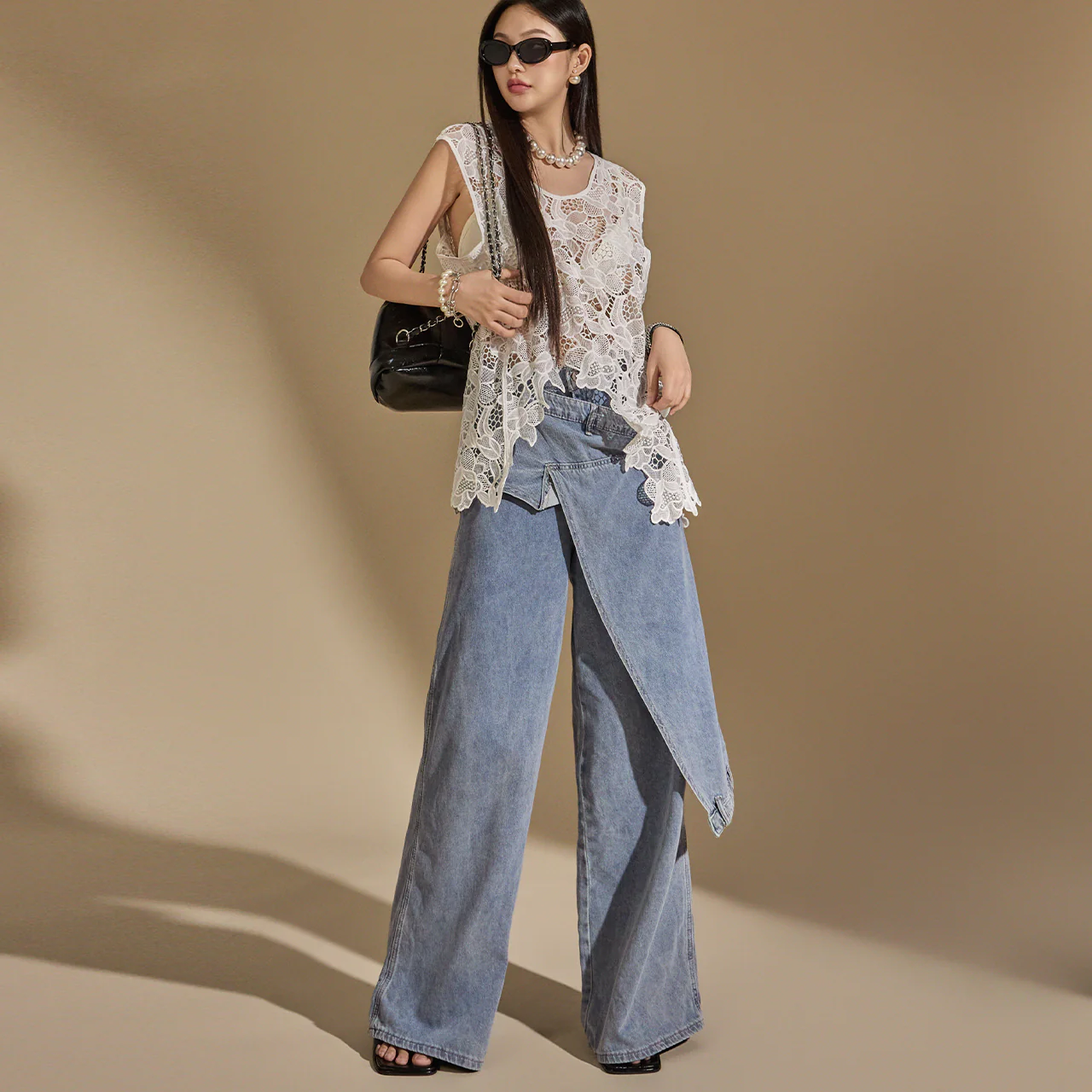 PJ523 Wrap Wide Jeans - Image 2