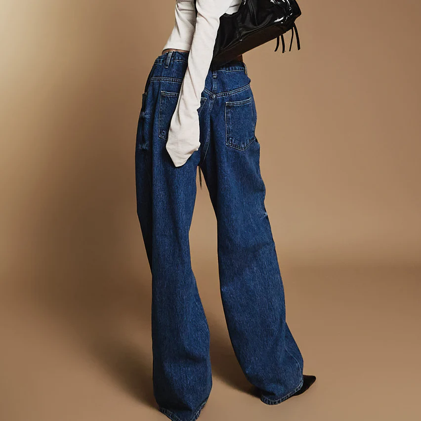 PJ538 Drawstring Wide Jeans - Image 2