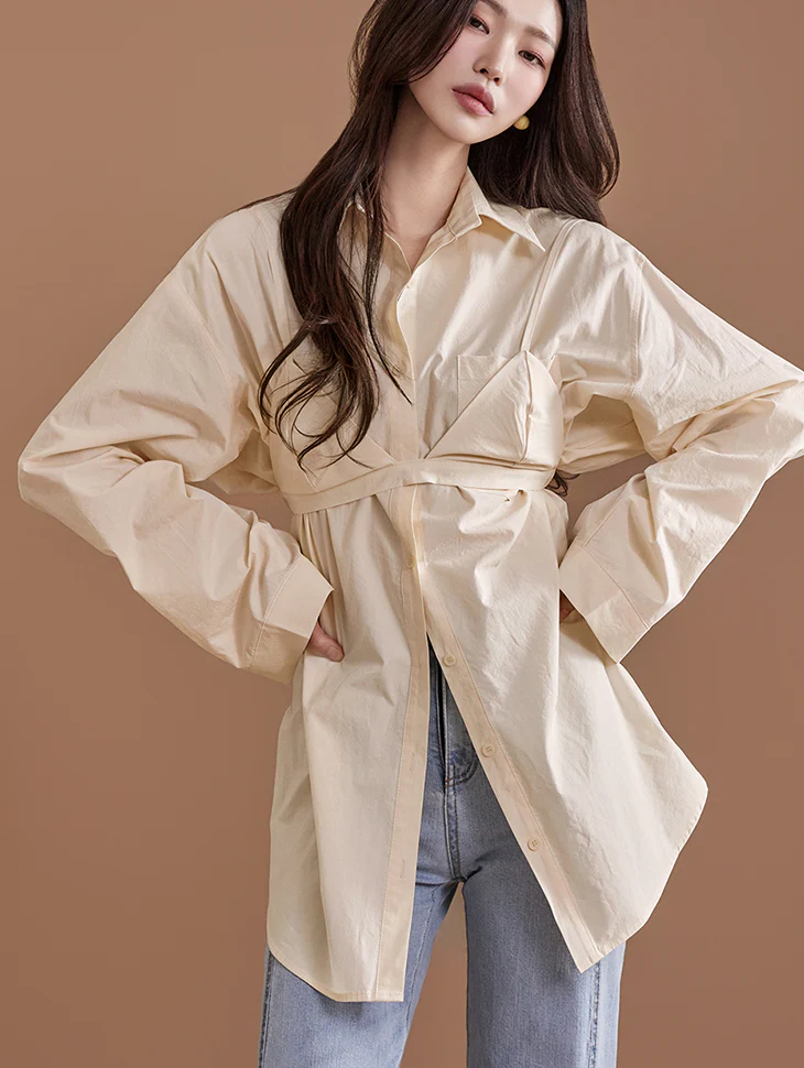 S618 Bustier Shirt Set