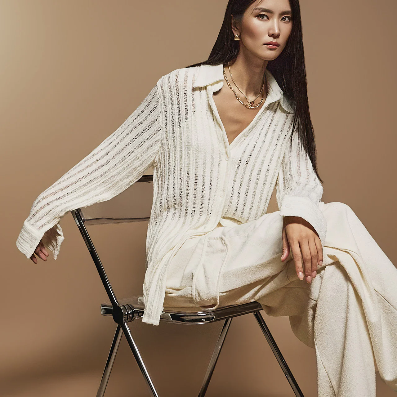 S679 Crochet Sheer Shirt - Image 2