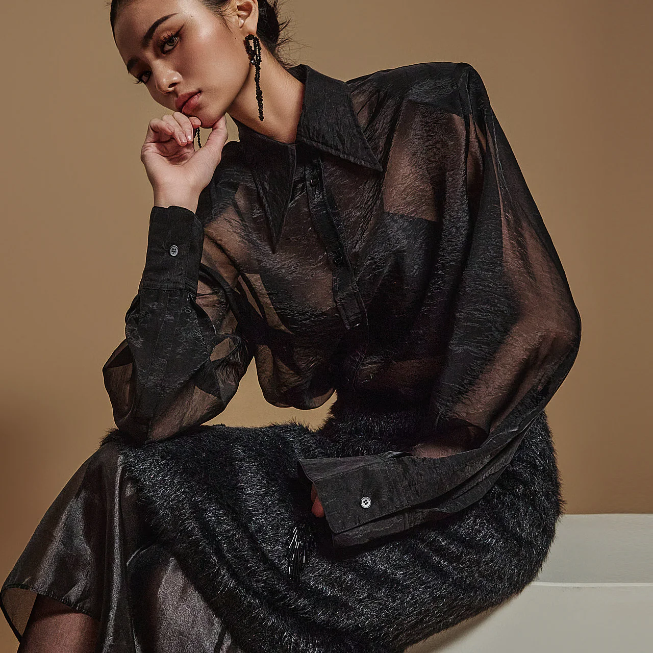 S703 Organza Sheer Shirt - Image 2