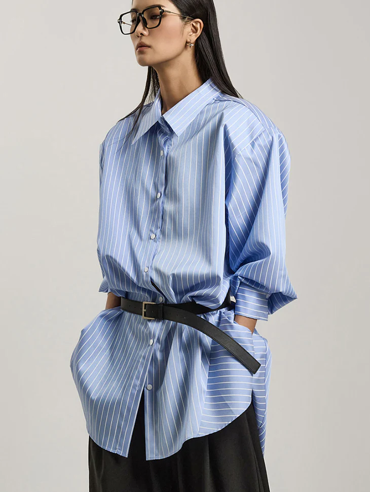 S736 Stripe Shirt With Strap