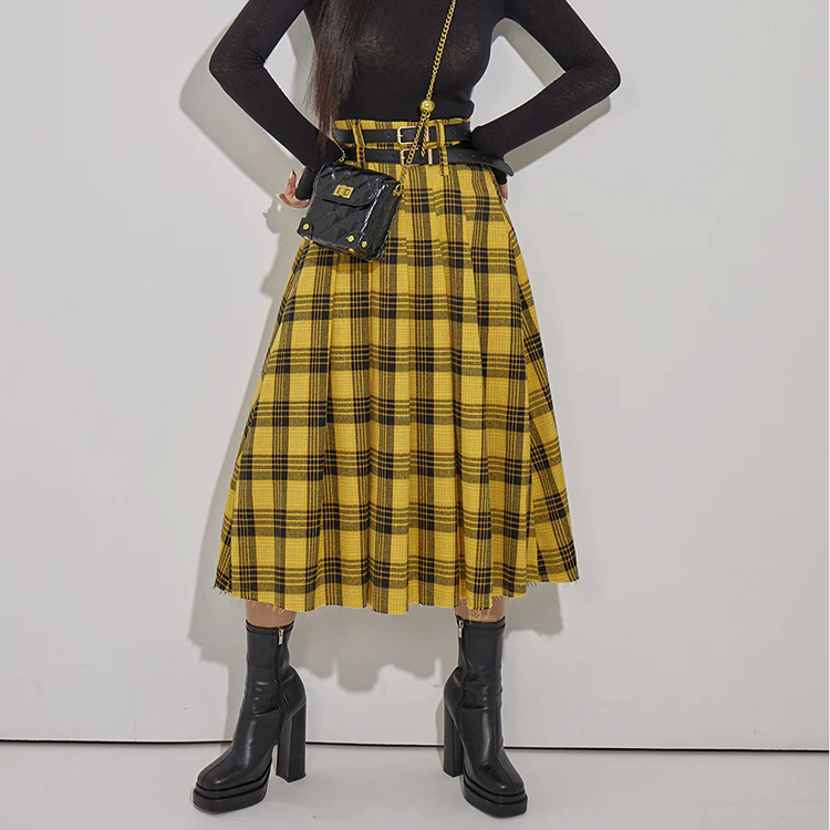 SK2419 Belted Plaid Skirt - Image 2
