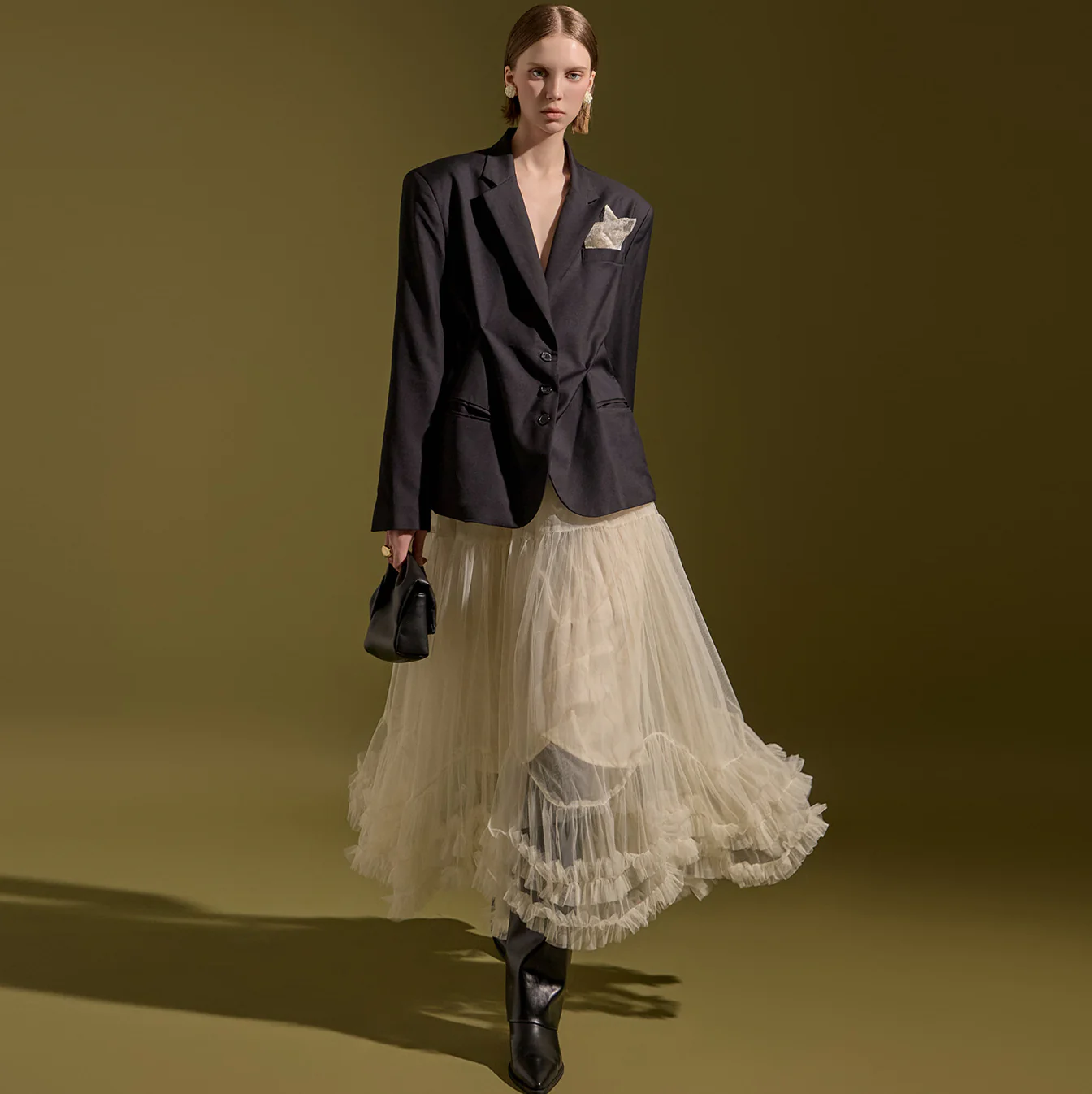 SK2524 Asymmetrical Tulle Skirt - Image 2