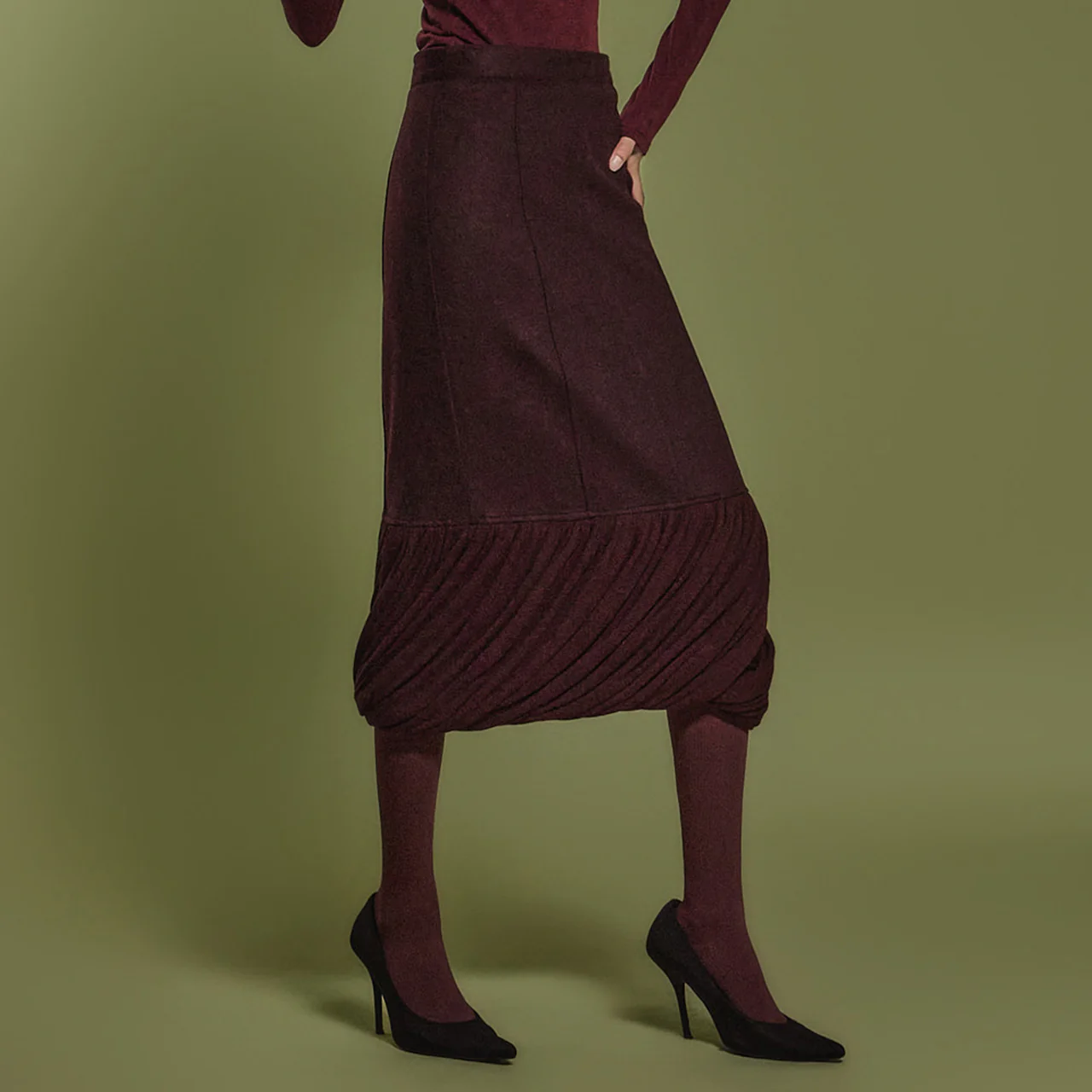 SK2841 wrinkle wool Skirt - Image 2