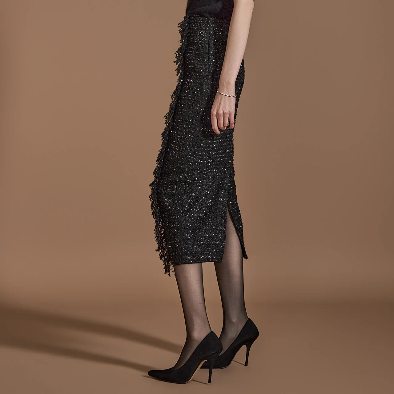 SK2845 Tweed Fringe Skirt - Image 2