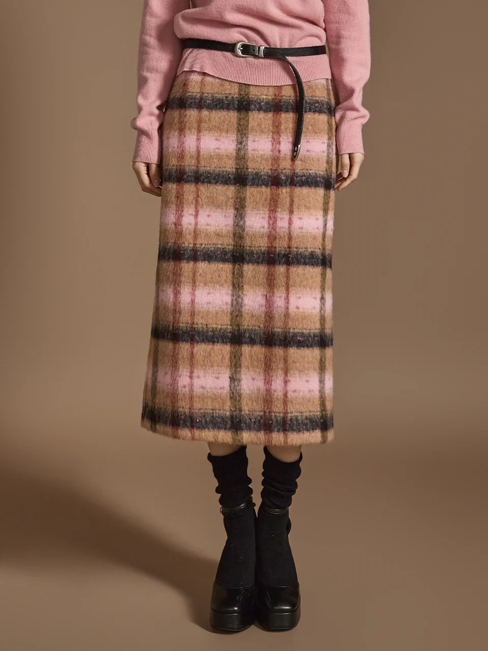 SK2853 Plaid Slit Skirt