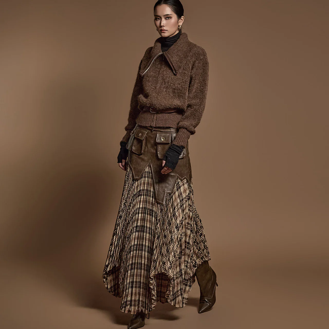 SK2882 Leather Plaid Skirt*Addtional L Size Version* - Image 2