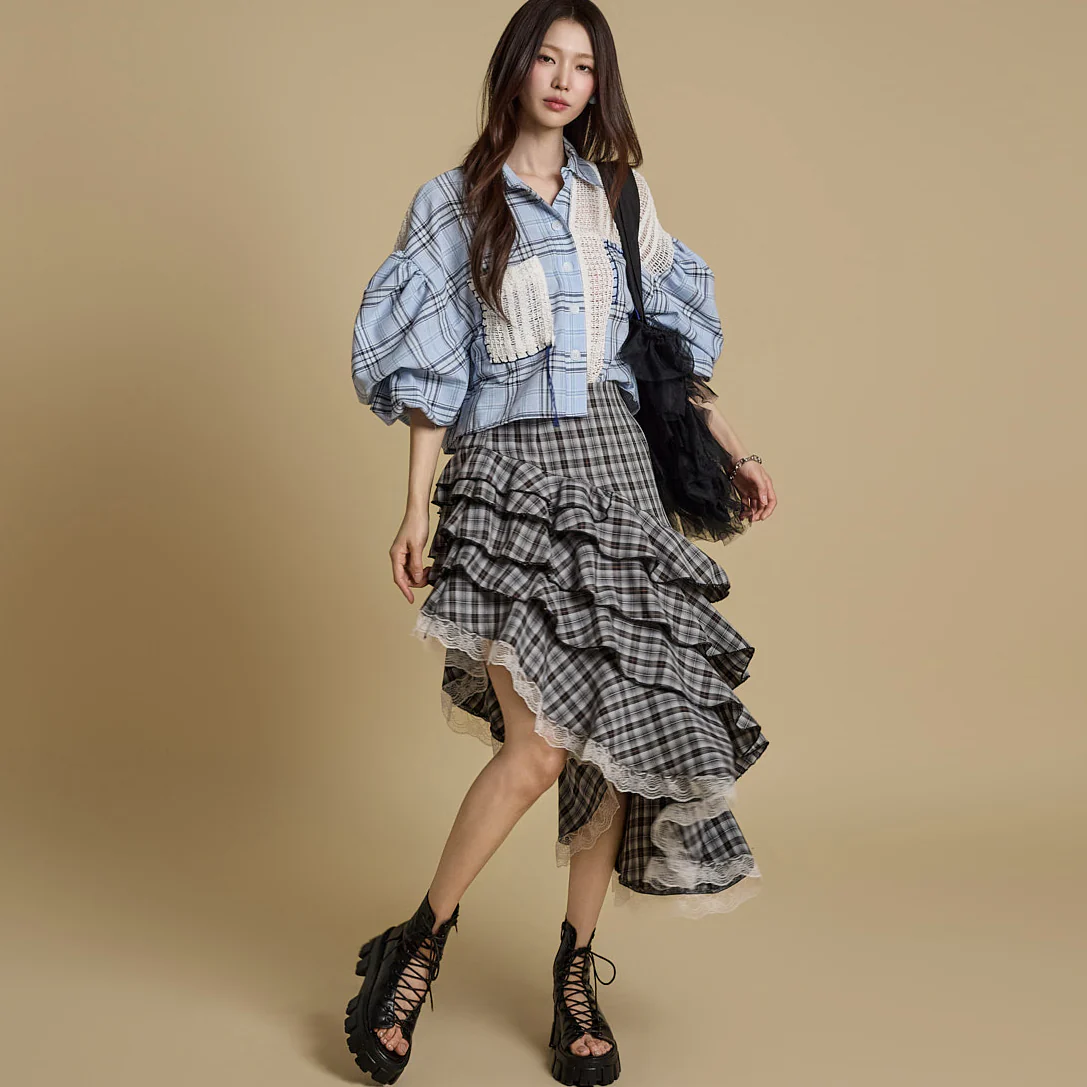 SK2962 Tiered Asymmetric Skirt - Image 2