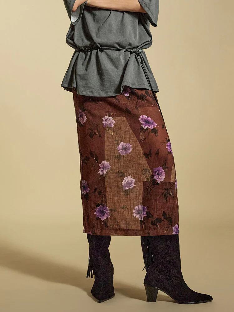 SK3023 Floral Sheer Skirt