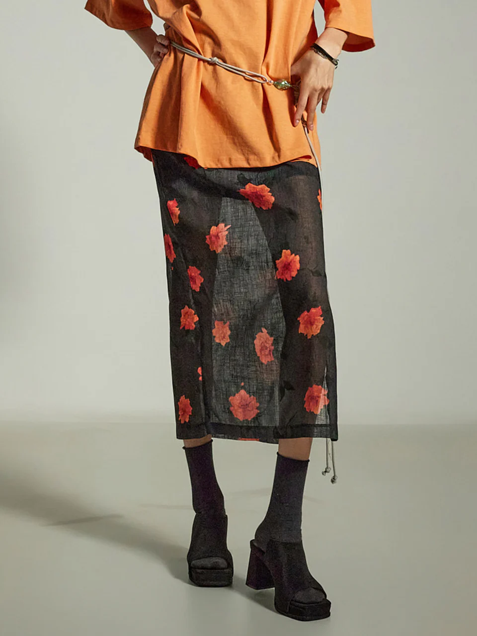 SK3023 Floral Sheer Skirt