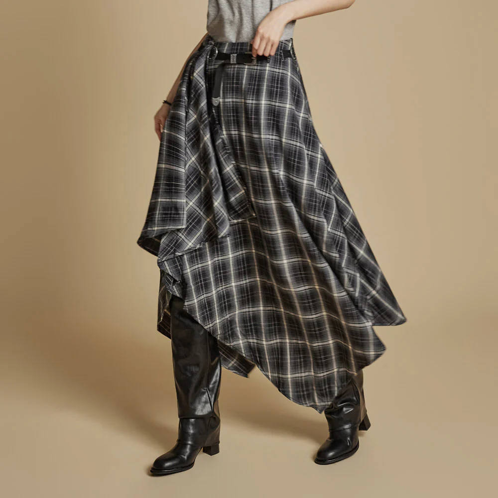 SK3034 Checkered Skirt with Belt - Image 2