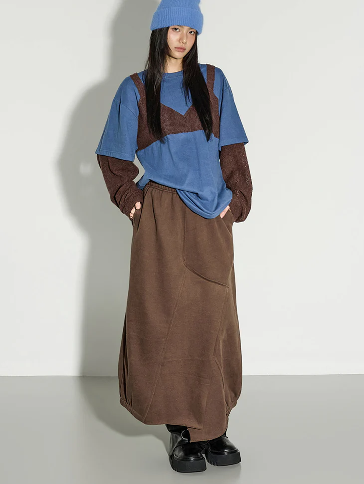 SK3138 Asymmetric Fleece Skirt
