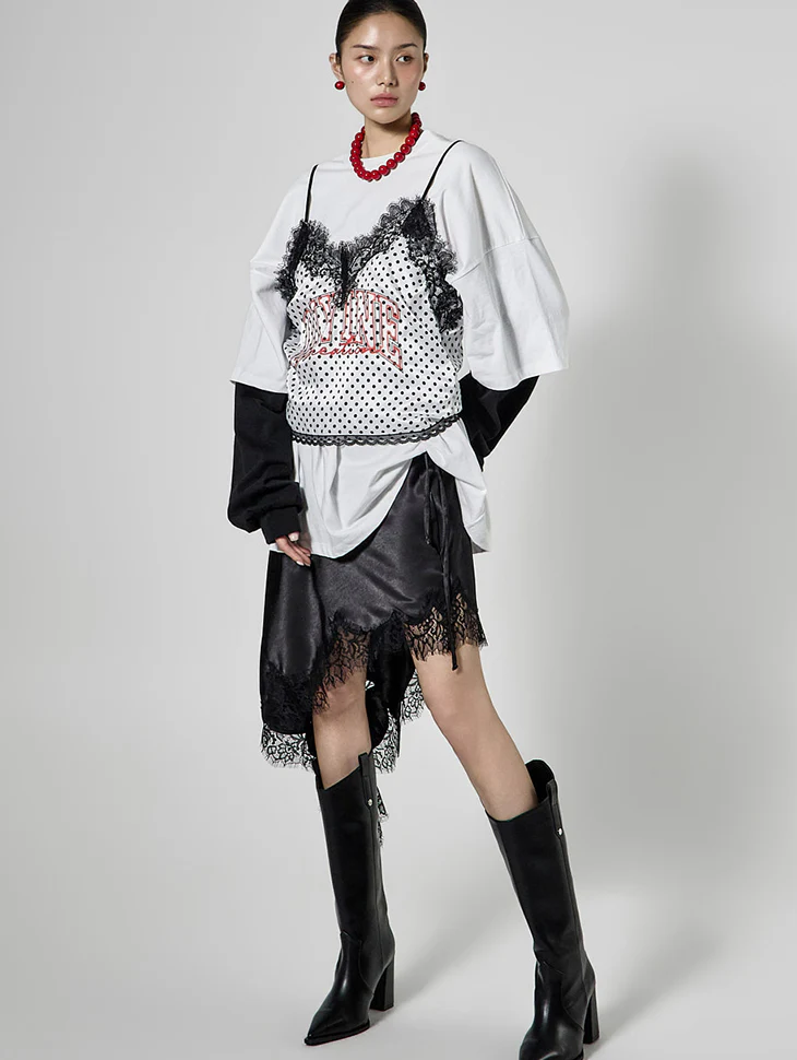 SK3155 Uneven Satin Skirt