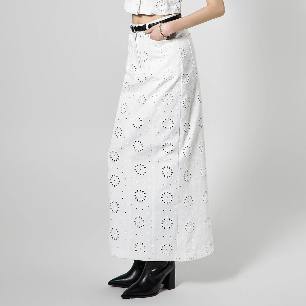 SK3156 Eyelet Long Skirt - Image 2