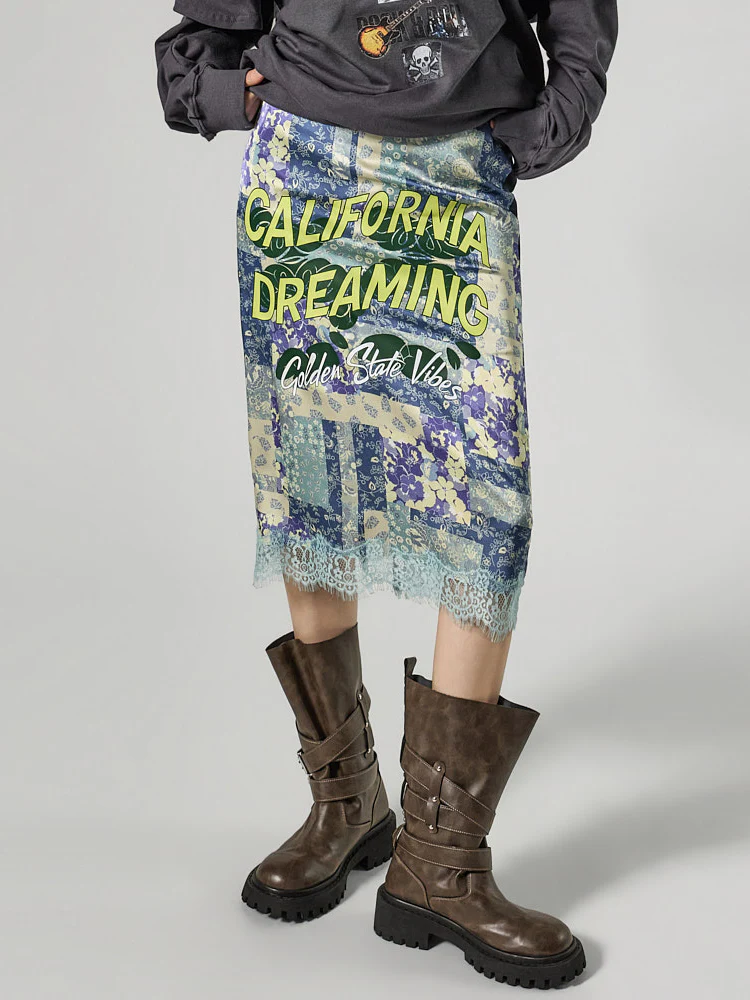SK3165 Printed Lace Skirt