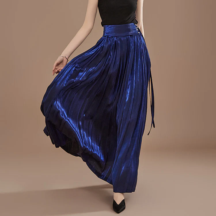 SK9117 Two Buckle Pleats Maxi Skirt - Image 2