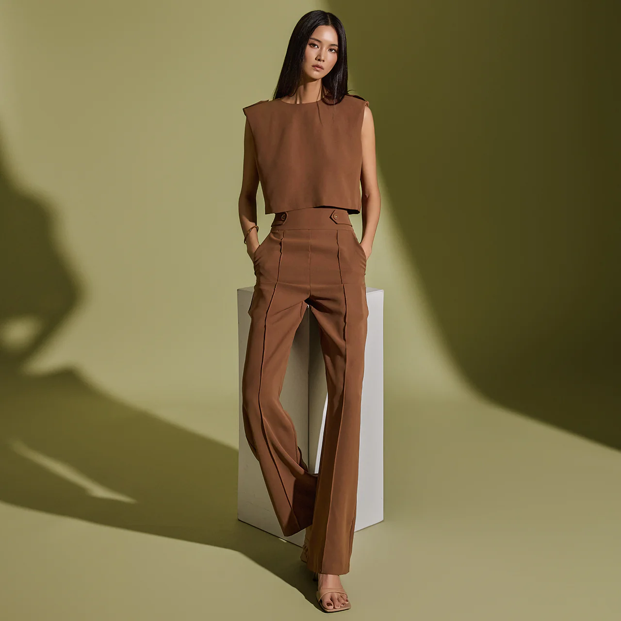 TP1902 Button Blouse and Slacks Set - Image 2