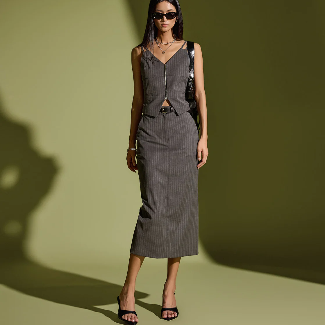 TP1923 Striped Vest and Skirt Set - Image 2