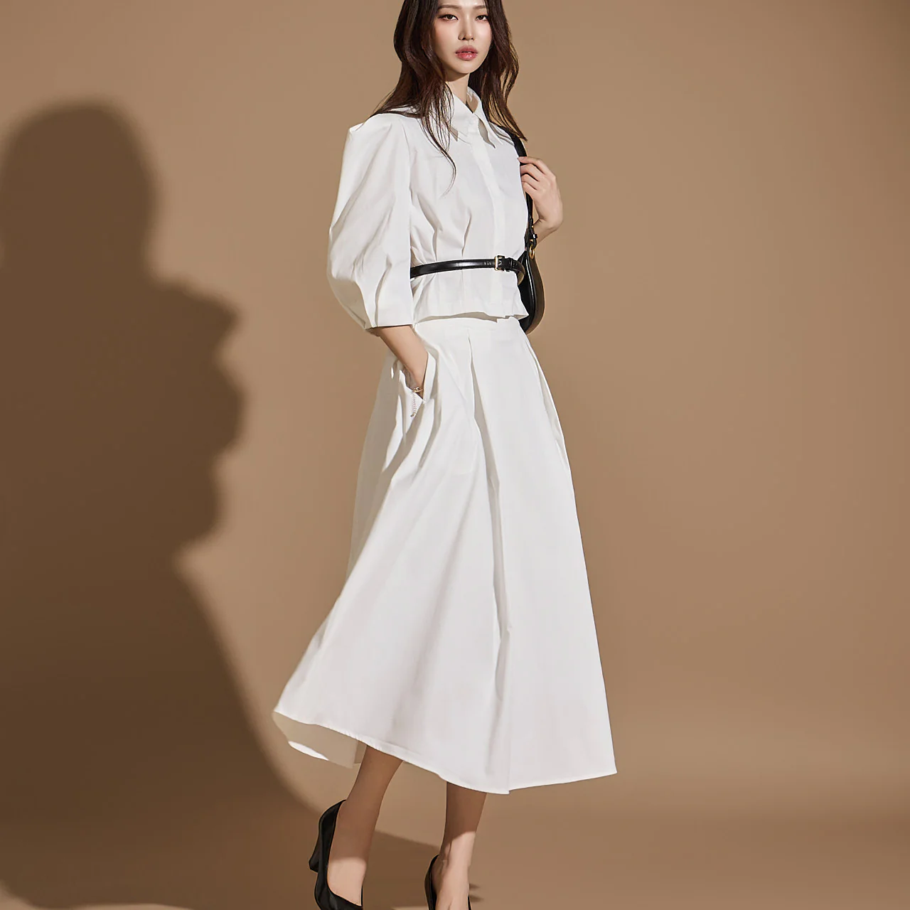 TP1927 Puff Sleeve Shirt and Skirt Set - Image 2