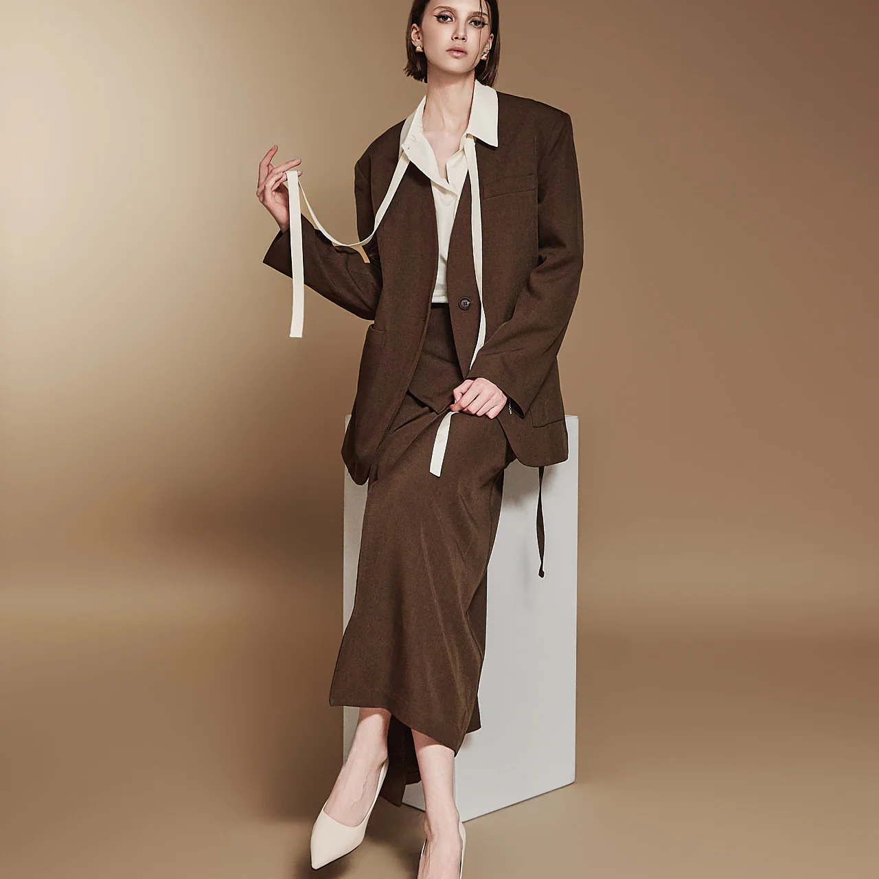 TP1943 Jacket with Strap and Skirt Set - Image 2