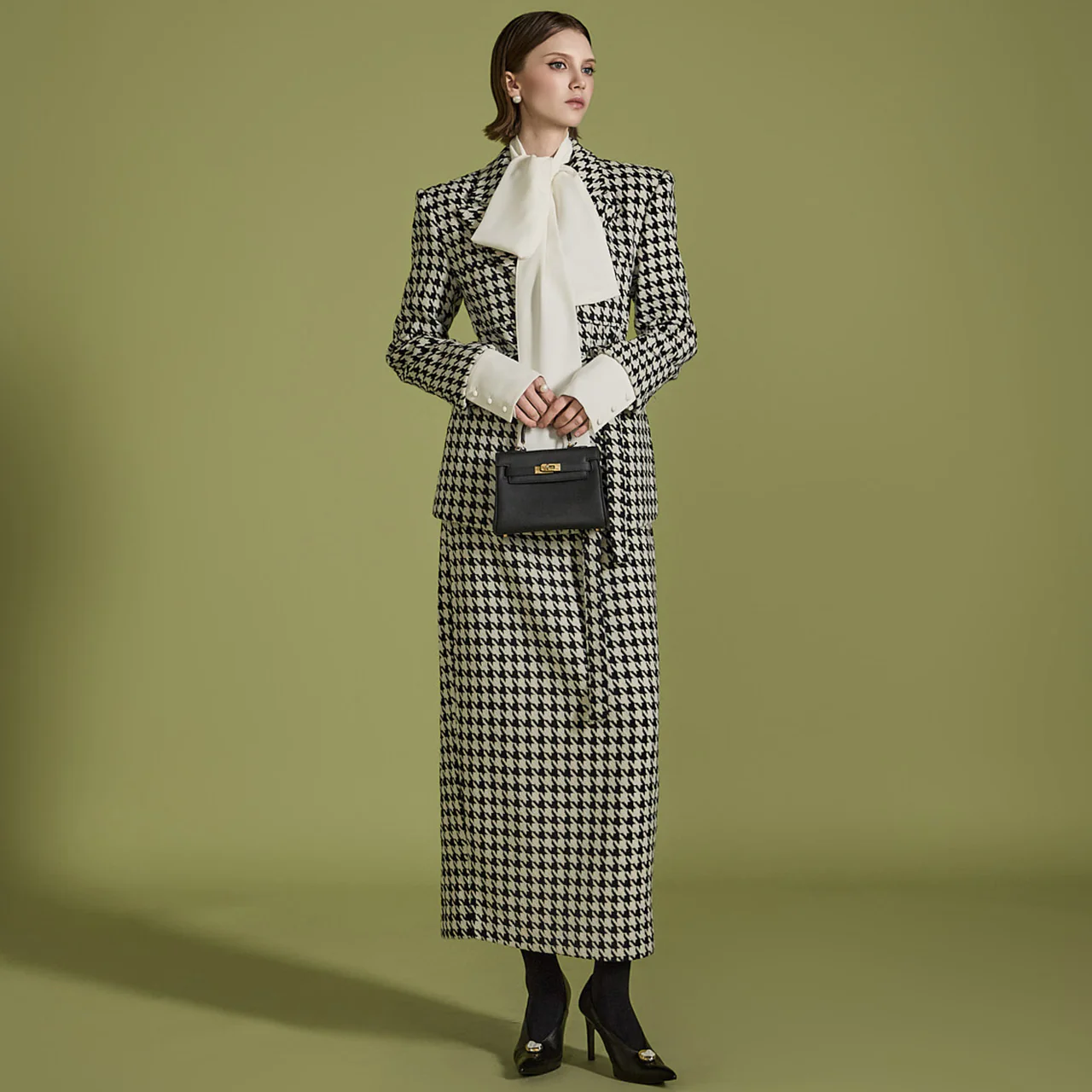 TP1979 Hound check Jacket and Skirt Set - Image 2