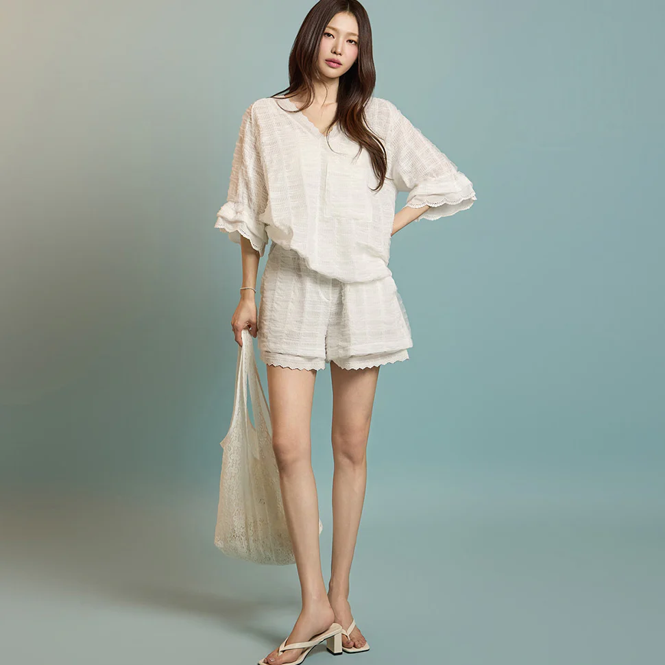TP2137 Lace Blouse and Pants Set - Image 2
