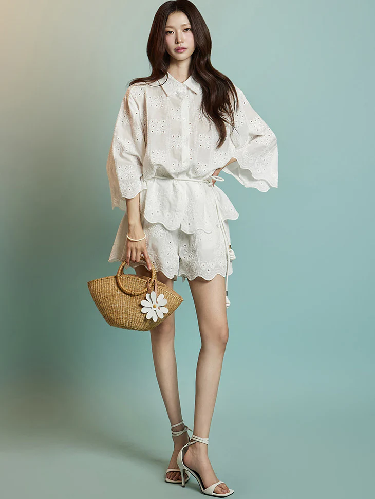 TP2189 Eyelet Shirt and Shorts Set