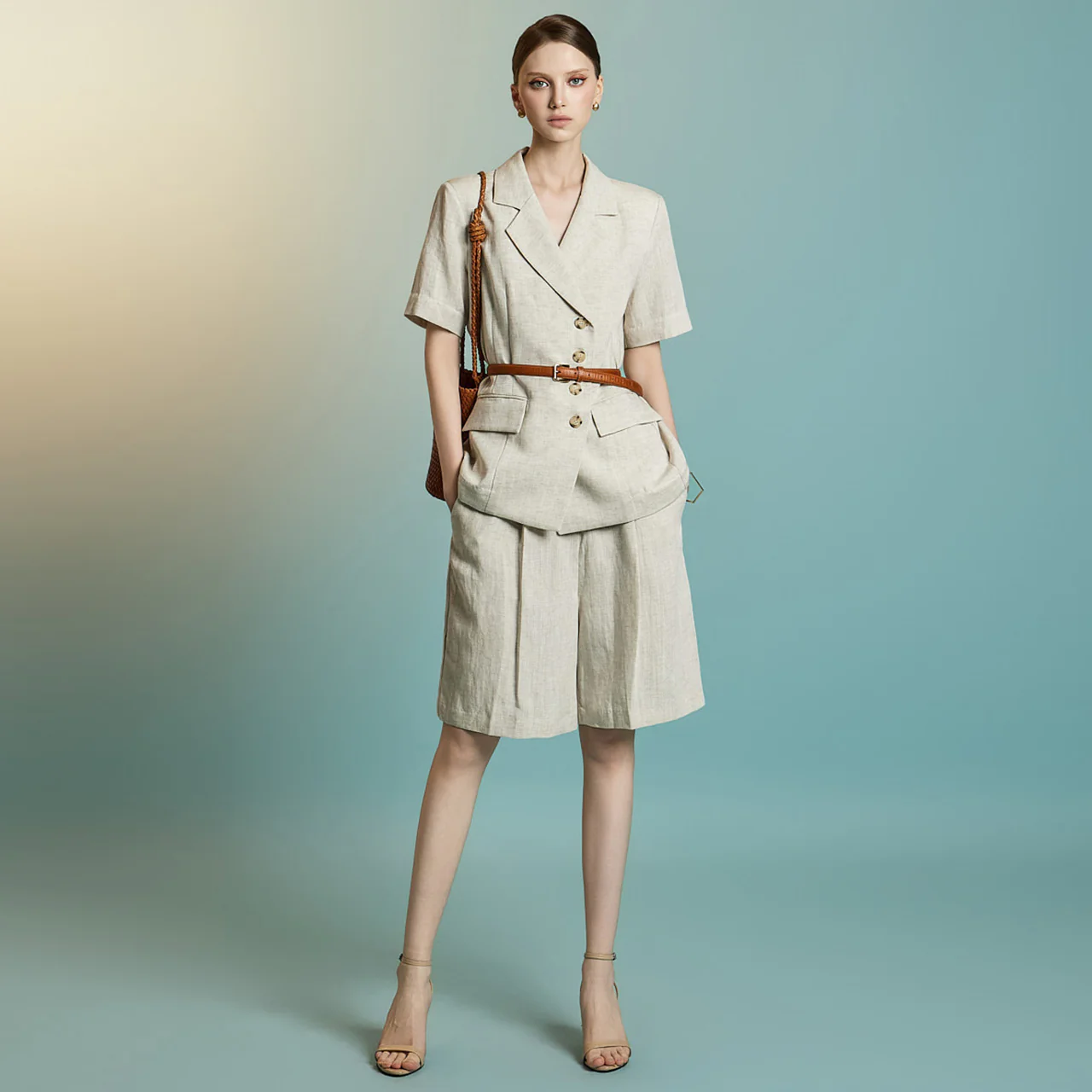 TP2203 Linen Jacket and Shorts Set - Image 2