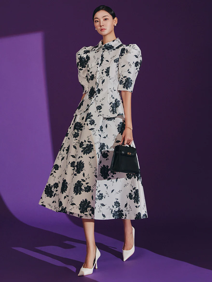 TP9126 Flower Puff Half Single Jacket Two-Piece